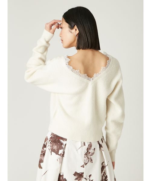 セール】フォックスウールレーストリムカーディガン（カーディガン