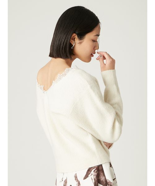 FRAY I.D（フレイアイディー）の「フォックスウールレーストリムカーディガン（カーディガン/ボレロ・レディース・ピンク/アイボリー/グレー・F）」の14枚目の写真