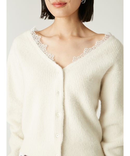 セール】フォックスウールレーストリムカーディガン（カーディガン