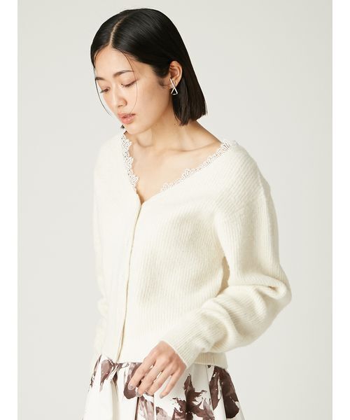 FRAY I.D（フレイアイディー）の「フォックスウールレーストリムカーディガン（カーディガン/ボレロ・レディース・ピンク/アイボリー/グレー・F）」の20枚目の写真