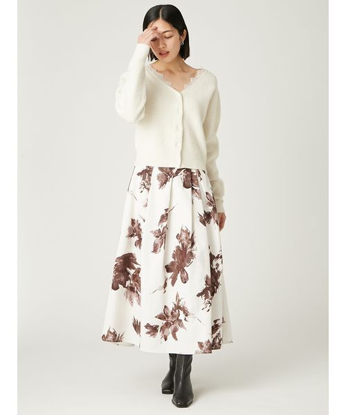 FRAY I.D フォックスウールレーストリムカーディガン　グレー フォックスウールレーストリムカーディガン(ニット)｜トップス｜FRAY