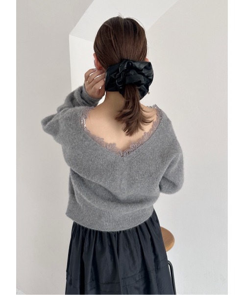 FRAY I.D（フレイアイディー）の「フォックスウールレーストリムカーディガン（カーディガン/ボレロ・レディース・ピンク/アイボリー/グレー・F）」の8枚目の写真