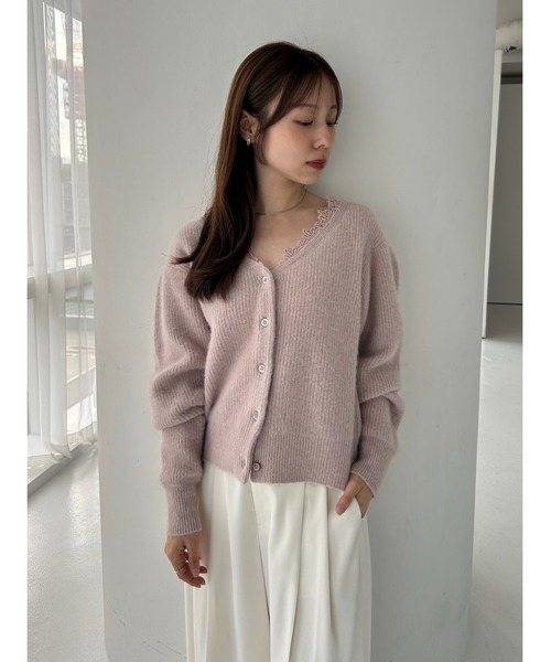 FRAY I.D（フレイアイディー）の「フォックスウールレーストリムカーディガン（カーディガン/ボレロ・レディース・ピンク/アイボリー/グレー・F）」の11枚目の写真