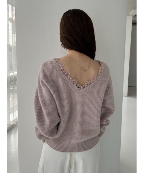 FRAY I.D（フレイアイディー）の「フォックスウールレーストリムカーディガン（カーディガン/ボレロ・レディース・ピンク/アイボリー/グレー・F）」の9枚目の写真