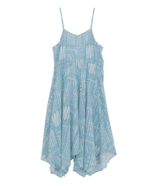 CONVERSE TOKYO(コンバーストウキョウ)の「BLOCK PRINT CAMISOLE DRESS(ワンピース・レディース・サックスブルー/ベージュ/ネイビー・FREE)」の4枚目の写真