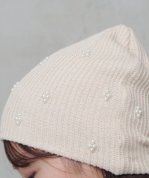 Kastane（カスタネ）の「【新色追加/4色展開】パールニットビーニー（ニットキャップ/ビーニー・レディース・キャメル/グレー/アイボリー/ブラック・FREE）」の8枚目の写真