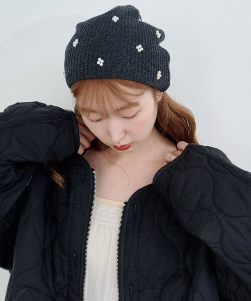 新色追加/4色展開】パールニットビーニー（ニットキャップ/ビーニー