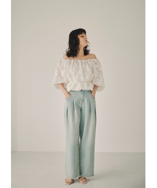NOTREemor(ノートルエモア)の「flower jacquard puff sleeve top(Tシャツ/カットソー・レディース・ホワイト/ブラック・FREE)」の8枚目の写真