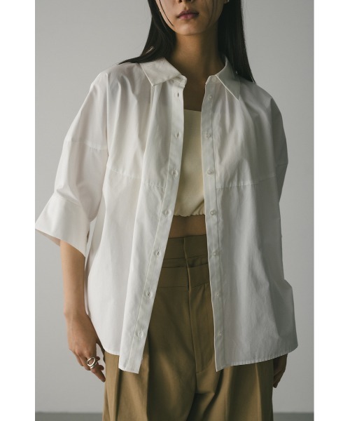 STYLEMIXER(スタイルミキサー)の「フォルムテントラインシャツ(シャツ/ブラウス・レディース・ライトイエロー/ホワイト/ネイビー・FREE)」の1枚目の写真