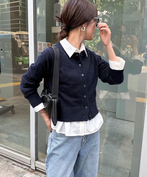 fredy emue（フレディエミュ）の「【@sora_522m企画】ウール混天竺カーディガン（カーディガン/ボレロ・レディース・ブラック/ネイビー/グレー/ブルー・38）」の3枚目の写真