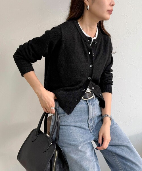 fredy emue（フレディエミュ）の「【@sora_522m企画】ウール混天竺カーディガン（カーディガン/ボレロ・レディース・ブラック/ネイビー/グレー/ブルー・38）」の2枚目の写真