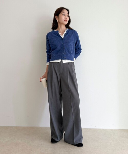 fredy emue（フレディエミュ）の「【@sora_522m企画】ウール混天竺カーディガン（カーディガン/ボレロ・レディース・ブラック/ネイビー/グレー/ブルー・38）」の5枚目の写真