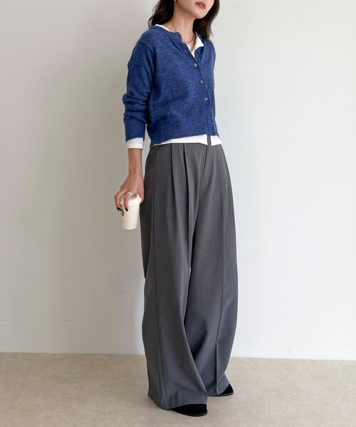 fredy emue（フレディエミュ）の「【@sora_522m企画】ウール混天竺カーディガン（カーディガン/ボレロ・レディース・ブラック/ネイビー/グレー/ブルー・38）」の7枚目の写真