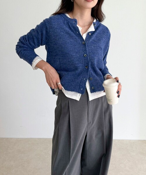 fredy emue（フレディエミュ）の「【@sora_522m企画】ウール混天竺カーディガン（カーディガン/ボレロ・レディース・ブラック/ネイビー/グレー/ブルー・38）」の9枚目の写真