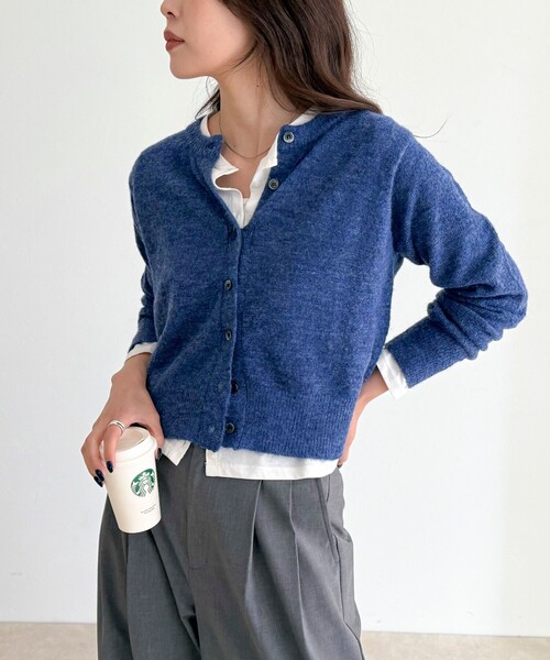 fredy emue（フレディエミュ）の「【@sora_522m企画】ウール混天竺カーディガン（カーディガン/ボレロ・レディース・ブラック/ネイビー/グレー/ブルー・38）」の10枚目の写真