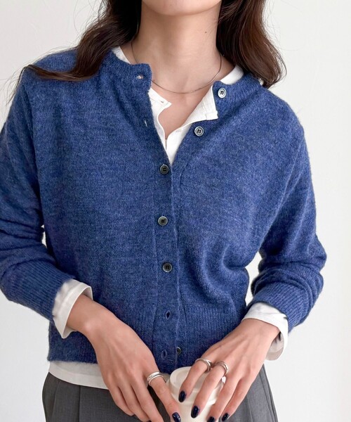 fredy emue（フレディエミュ）の「【@sora_522m企画】ウール混天竺カーディガン（カーディガン/ボレロ・レディース・ブラック/ネイビー/グレー/ブルー・38）」の13枚目の写真