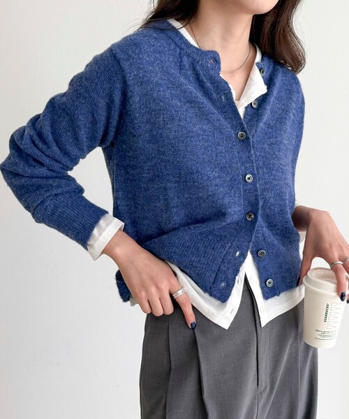 fredy emue（フレディエミュ）の「【@sora_522m企画】ウール混天竺カーディガン（カーディガン/ボレロ・レディース・ブラック/ネイビー/グレー/ブルー・38）」の14枚目の写真