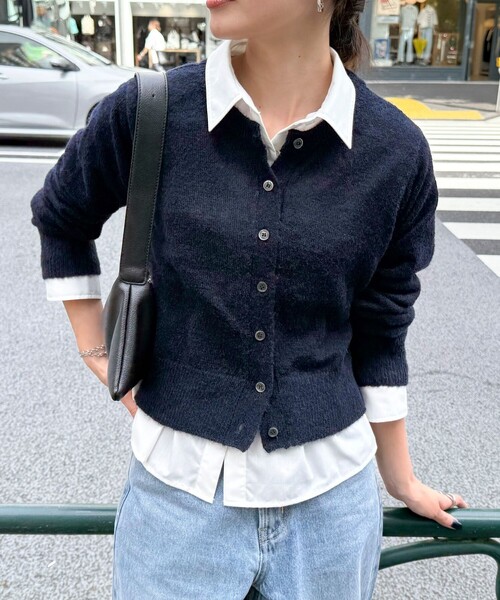 fredy emue（フレディエミュ）の「【@sora_522m企画】ウール混天竺カーディガン（カーディガン/ボレロ・レディース・ブラック/ネイビー/グレー/ブルー・38）」の18枚目の写真