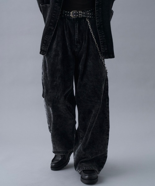 カルバンクラインジーンズ コーデュロイパンツ 黒 ワイドシルエット ビンテージ Vintage Design Corduroy Wide Pants / ヴィンテージデザイン