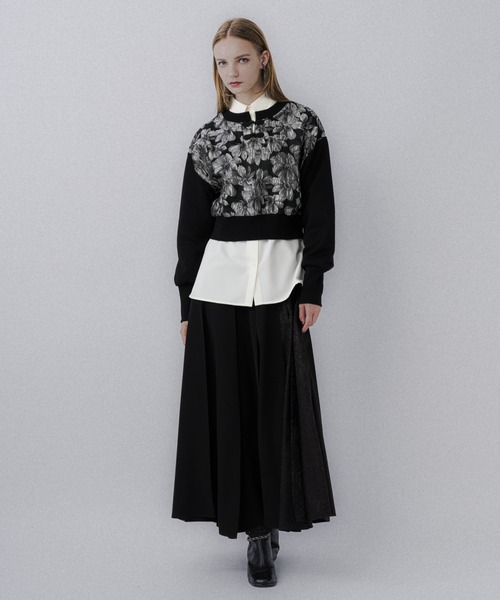 SETUP対応】アシメジャガードプリーツスカート(HARE)（スカート