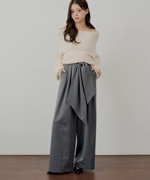 【SALON by Chico】 BIGリボンスラックスロングパンツ