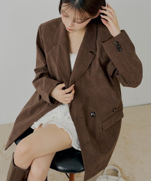 ジャケット・アウター 90s vintage double tailored jacket JUHA ジャケット テーラードジャケット FANCY TWEED NO-COLLAR