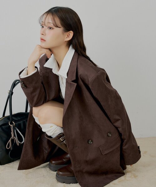 chico オーバーダブルジャケット ブラウン REVIVAL/WEB限定】オーバーダブルジャケット（テーラード