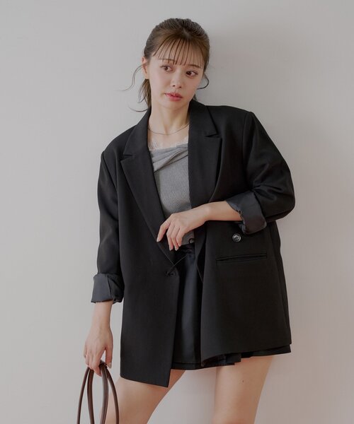 Chico　オーバーダブルジャケット　ブラック 新色追加/セットアップ対応】オーバーダブルジャケット | Chico