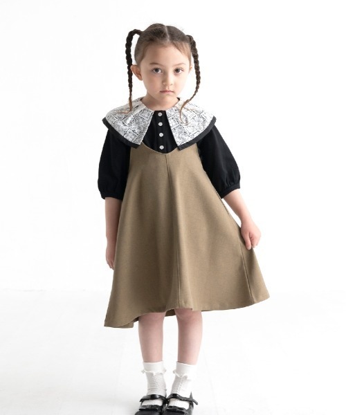 maarook(マルーク)の「杢ツイル2wayジャンパースカート(ジャンパースカート・キッズ・ブラック/キャメル・120cm/130cm/140cm/150cm/160cm)」の1枚目の写真