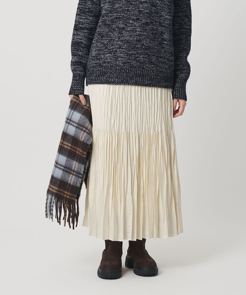 BEAUTY&YOUTH UNITED ARROWS（ビューティーアンドユースユナイテッドアローズ）の「ポリエステル チンツプリーツ スカート（スカート・レディース・ブラック/ライトグレー/ベージュ/オフホワイト・S/M）」の2枚目の写真