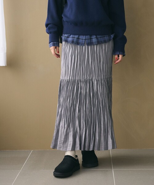 BEAUTY&YOUTH UNITED ARROWS（ビューティーアンドユースユナイテッドアローズ）の「ポリエステル チンツプリーツ スカート（スカート・レディース・ブラック/ライトグレー/ベージュ/オフホワイト・S/M）」の5枚目の写真