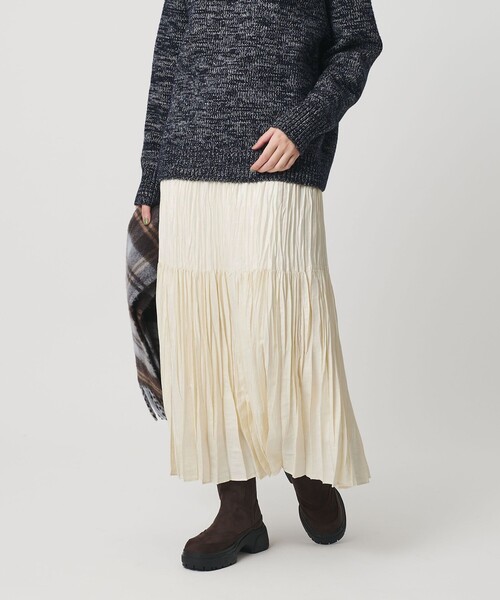 【新品用】BEAUTY&YOUTH ポリエステル チンツプリーツスカート セール】ポリエステル チンツプリーツ スカート（スカート