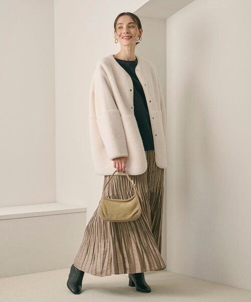 BEAUTY&YOUTH UNITED ARROWS（ビューティーアンドユースユナイテッドアローズ）の「ポリエステル チンツプリーツ スカート（スカート・レディース・ブラック/ライトグレー/ベージュ/オフホワイト・S/M）」の22枚目の写真