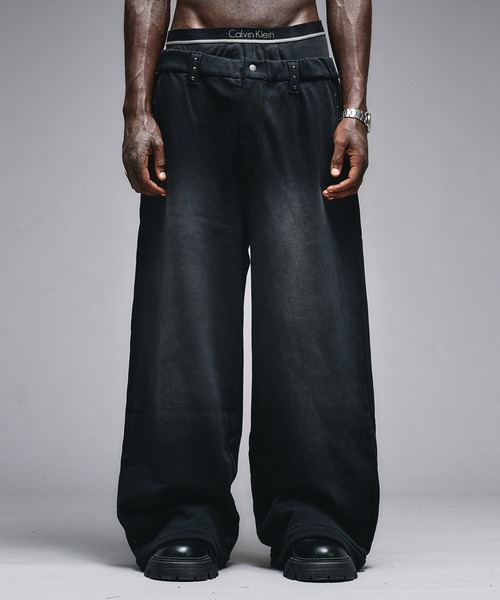 ANDER HUNK(アンダーハンク)の「Studs Design Sweat Pants / スタッズデザインスウェットパンツ(スウェットパンツ・メンズ・ブラック系/バーガンディー/ブラック・LARGE/MEDIUM/SMALL)」の1枚目の写真