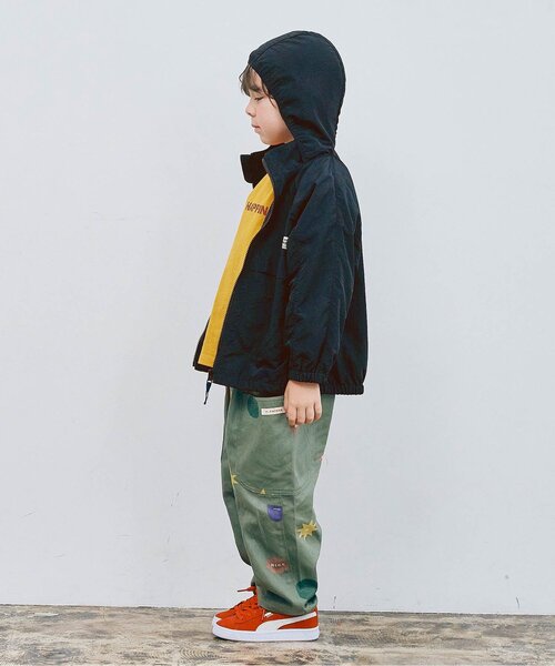p.premier（ピードットプルミエ）の「【ジュニア対応】フードがしまえるマウンテンジャケット（ナイロンジャケット・キッズ・グリーン/レッド/キャメル/アイボリー/ブラック・80/90/100/120/130/110/140）」の7枚目の写真