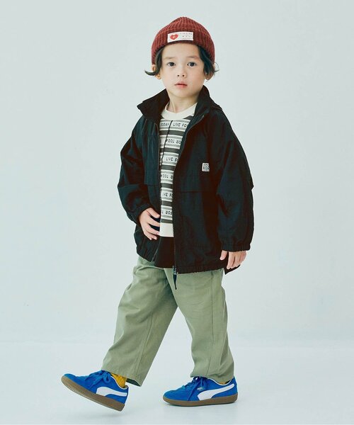 p.premier（ピードットプルミエ）の「【ジュニア対応】フードがしまえるマウンテンジャケット（ナイロンジャケット・キッズ・グリーン/レッド/キャメル/アイボリー/ブラック・80/90/100/120/130/110/140）」の11枚目の写真