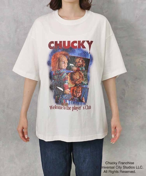 Bleu Bleuet（ブルーブルーエ）の「CHUCKYポスター風Tシャツ（Tシャツ/カットソー・レディース・ブラック/ホワイト・MEDIUM）」の8枚目の写真
