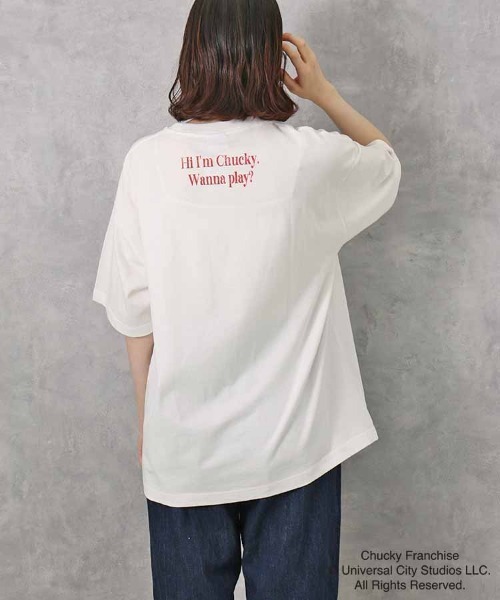 Bleu Bleuet（ブルーブルーエ）の「CHUCKYポスター風Tシャツ（Tシャツ/カットソー・レディース・ブラック/ホワイト・MEDIUM）」の9枚目の写真