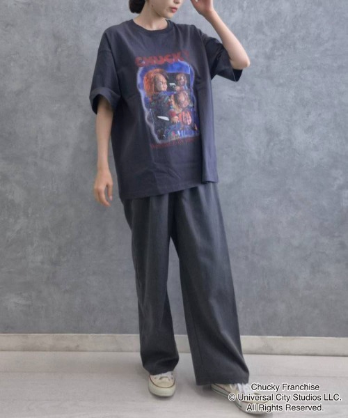 Bleu Bleuet（ブルーブルーエ）の「CHUCKYポスター風Tシャツ（Tシャツ/カットソー・レディース・ブラック/ホワイト・MEDIUM）」の19枚目の写真