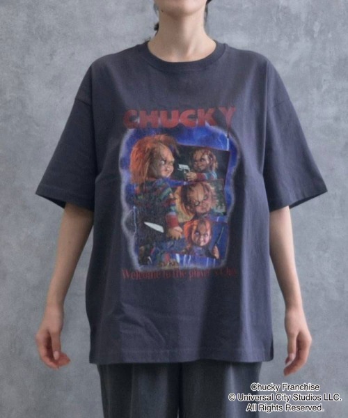 Bleu Bleuet（ブルーブルーエ）の「CHUCKYポスター風Tシャツ（Tシャツ/カットソー・レディース・ブラック/ホワイト・MEDIUM）」の22枚目の写真