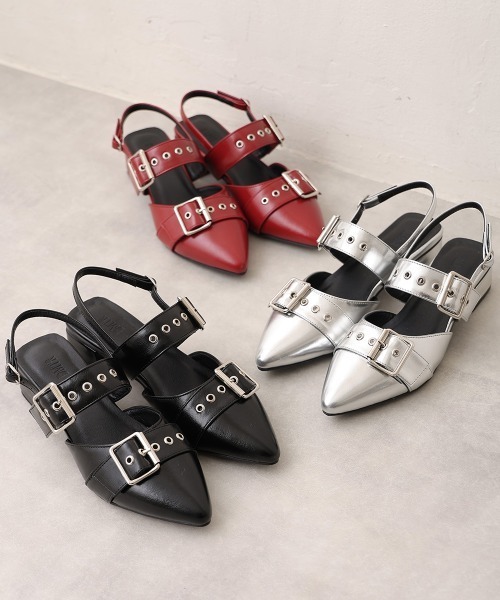 DEMETER(デメテル)の「【新色追加】ポインテッドトゥ バックルベルト ストラップパンプス(パンプス・レディース・ブラック/シルバー/ワインレッド/ホワイト/レオパード/カモフラージュ・LL/L/M/S)」の7枚目の写真