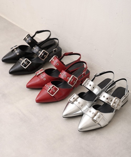 DEMETER(デメテル)の「【新色追加】ポインテッドトゥ バックルベルト ストラップパンプス(パンプス・レディース・ブラック/シルバー/ワインレッド/ホワイト/レオパード/カモフラージュ・LL/L/M/S)」の8枚目の写真