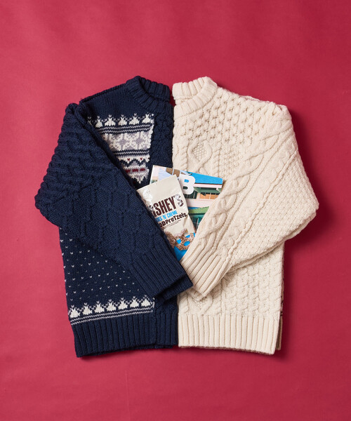FREAK'S STORE(フリークスストア)の「ケーブル×ノルディック ドッキング ニットプルオーバー/ リメイク風ニット(ニット/セーター・レディース・ネイビー/オフホワイト・フリ-)」の9枚目の写真