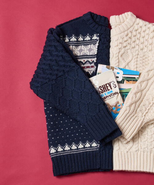 FREAK'S STORE(フリークスストア)の「ケーブル×ノルディック ドッキング ニットプルオーバー/ リメイク風ニット(ニット/セーター・レディース・ネイビー/オフホワイト・フリ-)」の10枚目の写真
