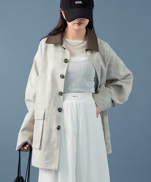 mystic（ミスティック）の「配色カラーカバーオール（カバーオール・レディース・ベージュ/グレー・FREE）」の2枚目の写真