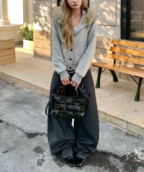almo(アルモ)の「【LAMPOON】ネクタイベルトワイドスラックス(スラックス・レディース・チャコールグレー・SMALL/MEDIUM/LARGE)」の2枚目の写真