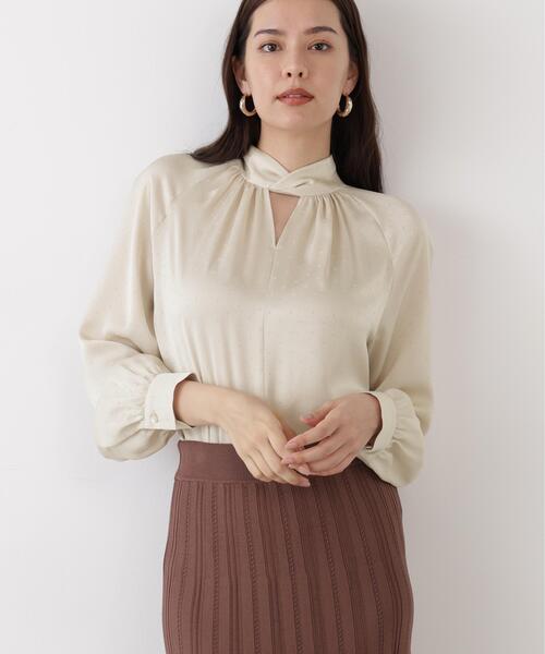 ◇ギャザーネックドットジャガードブラウス（シャツ/ブラウス