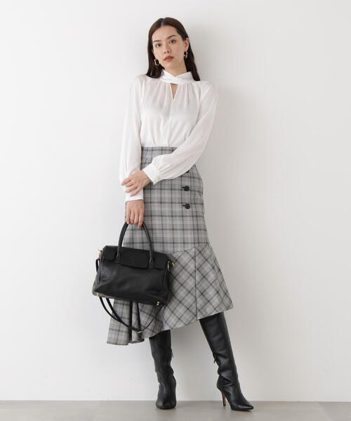 ◇ギャザーネックドットジャガードブラウス（シャツ/ブラウス