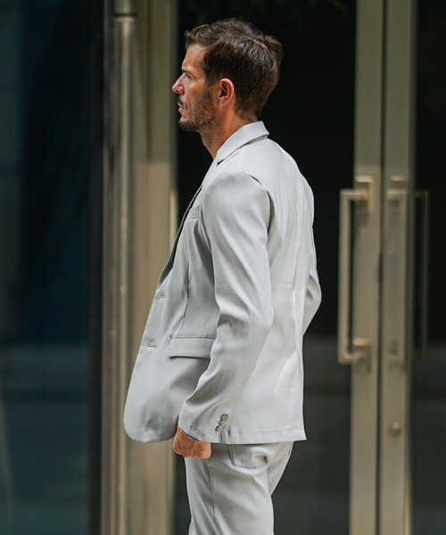 ツイルテーラードジャケット メンズ スーツ ストレッチ 黒 白 茶色