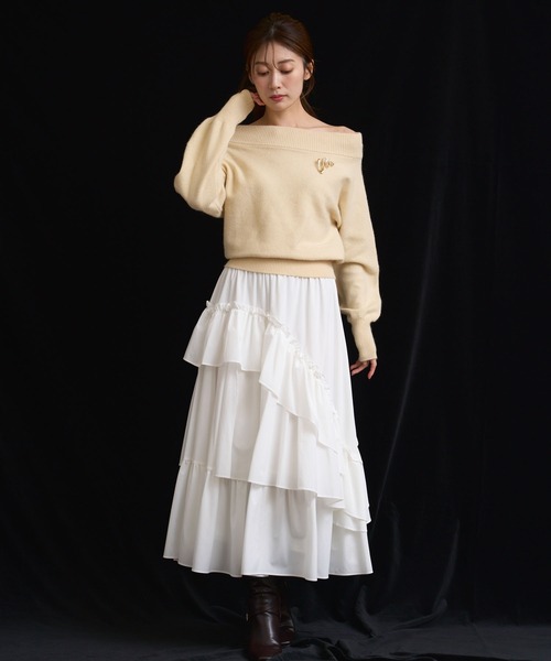 NOELA（ノエラ）の「ラクーンブレンドオフショルニット（ニット/セーター・レディース・ピンク/イエロー/ベージュ/チャコールグレー・フリー）」の15枚目の写真